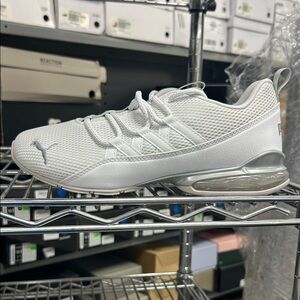 Puma White Mesh Sneakers with Air Cushioning